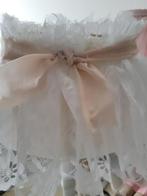 Vintage tafellampje houten voet kanten kapje, Barok, brocante boudoir vintage lieflijk romantisch, Belle Vieille Brocante, Ophalen of Verzenden