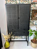 Zwarte Rotan Webbing Kast, Huis en Inrichting, Kasten | Buffetkasten, Ophalen, Metaal, 50 tot 100 cm, Zo goed als nieuw