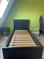 Bed Malm zwart ikea met lattenbodem, 90 cm, Eenpersoons, Zwart, Ophalen of Verzenden