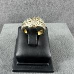 Gouden Ring | 14k* | 3,65g | 2 rijen briljant | 15 | 377938, Sieraden, Tassen en Uiterlijk, Gebruikt, Ophalen of Verzenden, 17 tot 18