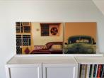 2x glazen afbeelding oldtimer auto’s, Huis en Inrichting, Woonaccessoires | Schilderijen, Tekeningen en Foto's, Minder dan 50 cm