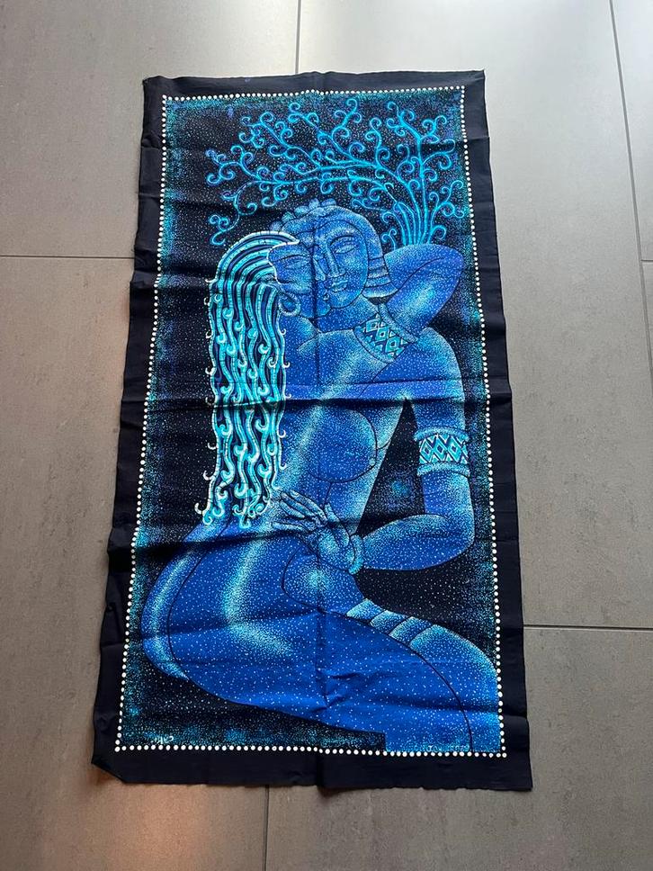 Vintage Batik doek uit Sri Lanka 47.5 x 90 cm, Huis en Inrichting, Stoffering | Tapijten en Kleden, Nieuw, Minder dan 50 cm, 50 tot 100 cm