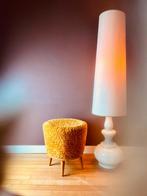 Vintage Pluche Oker poef, Ophalen of Verzenden