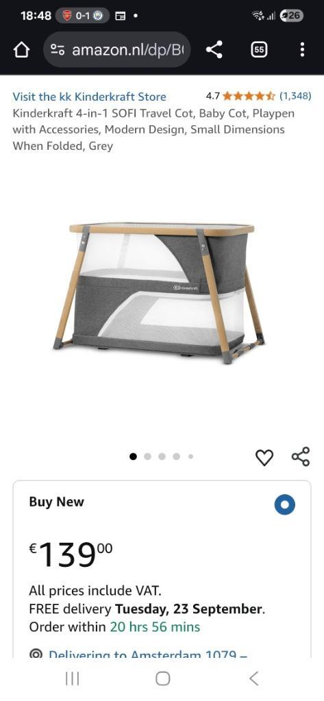 Kinderkraft 4-in-1 SOFI Travel Cot, Baby Cot, Kinderen en Baby's, Babywiegjes en Ledikanten, Gebruikt, Ledikant, Ophalen