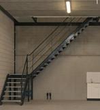 Stalen trap met tussen bordes antraciet hoog 4.6mtr. Nob035