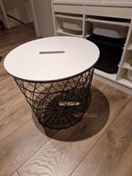 Opbergmand, mand, Tafeltje met Houten Deksel, Huis en Inrichting, Tafels | Bijzettafels, Ophalen, Minder dan 45 cm, Minder dan 55 cm