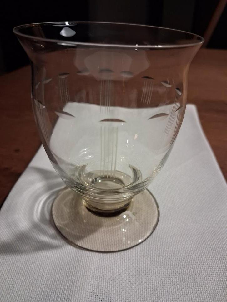 KRISTAL UNIE MACON voetbeker - W.J. Roosendaal 1935  2 stuks, Antiek en Kunst, Antiek | Glas en Kristal, Ophalen of Verzenden