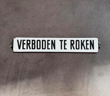 Emaille Reclamebord / Deurpostje Verboden te Roken  beschikbaar voor biedingen
