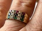 Gouden ring Smaragd / Robijn / Diamant / Saffier, Sieraden, Tassen en Uiterlijk, Ringen, Verzenden, Zo goed als nieuw, 17 tot 18