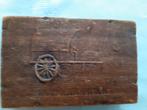 Antiek sigarendoosje hout 'Huifkar picnic' *eureka*, Ophalen of Verzenden, Gebruikt, Tabaksdoos of Verpakking