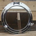 Groot verchroomde messing Patrijspoort met spiegel., Verzamelen, Scheepvaart, Ophalen, Zo goed als nieuw, Motorboot of Zeilboot