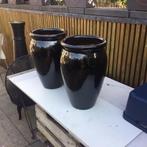 Bloem potten zwart, Tuin en Terras, Bloembakken en Plantenbakken, Steen, Minder dan 60 cm, Rond, Ophalen of Verzenden