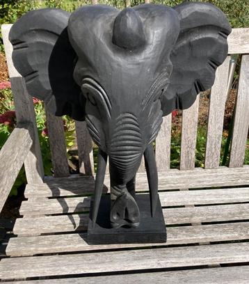OLIFANTEN KOP OP STANDAARD ZWART 54 cm NIEUW beschikbaar voor biedingen