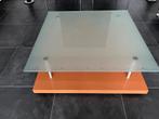 Salontafel met glasplaat, Huis en Inrichting, Tafels | Salontafels, Ophalen, 50 tot 100 cm, Vierkant, 50 tot 100 cm