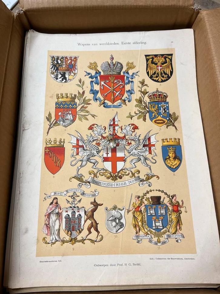 Oude prenten heraldiek, Antiek en Kunst, Antiek | Boeken en Bijbels, Ophalen of Verzenden