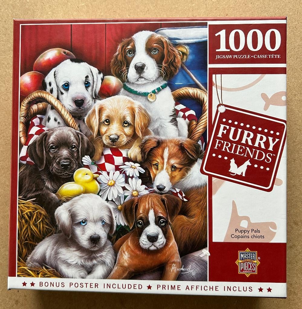 Master Pieces puzzel 1000 stukjes Furry Friends, Ophalen of Verzenden, 500 t/m 1500 stukjes, Zo goed als nieuw, Legpuzzel