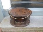 Antiek houten stoof voetenstoof ovaal krukje stoofje hout, Ophalen of Verzenden