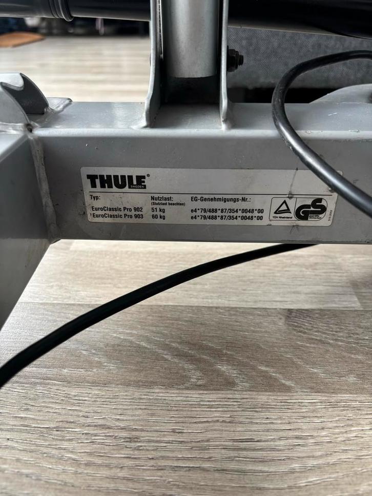 Thule Euroclassic Pro Trekhaak Fietsendrager, Auto diversen, Fietsendragers, Gebruikt, Trekhaakdrager, 3 fietsen of meer, Brede banden