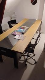 Grote glazen houten eettafel (custom made), Ophalen, Custom made, 200 cm of meer, Zo goed als nieuw