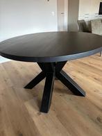 Mooie ronde massief houten eettafel met kruispoot - Ø120 cm, Ophalen, 100 tot 150 cm, Rond, Zo goed als nieuw