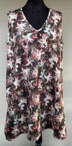Superleuke mouwloze groen/roze jurk lelies SYBEL mt 50/52, Kleding | Dames, Grote Maten, Ophalen of Verzenden, Zo goed als nieuw