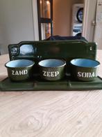 Reseda groen zand zeep en soda set inclusief wandbeugel, Antiek en Kunst, Antiek | Emaille, Ophalen of Verzenden