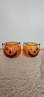 2 Halloween Lichthoudertjes, Overige materialen, Bruin, Ophalen of Verzenden, Zo goed als nieuw