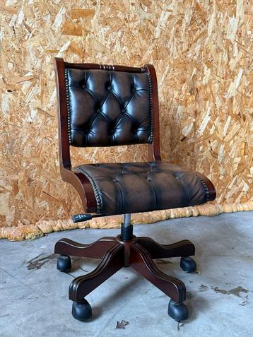 Chesterfield Bureaustoel Bruin Leder beschikbaar voor biedingen