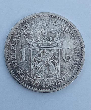 Zilveren Gulden 1915 - Wilhelmina beschikbaar voor biedingen