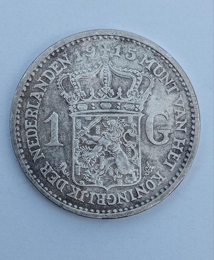 Zilveren Gulden 1915 - Wilhelmina, Postzegels en Munten, Munten | Nederland, 1 gulden, Koningin Wilhelmina, Ophalen