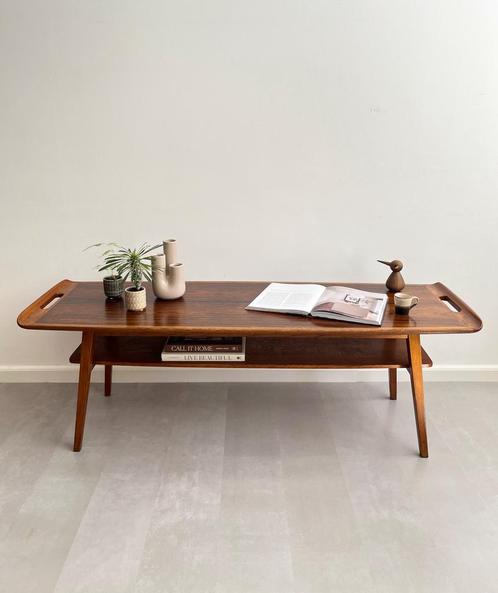 Vintage palissander salontafel, jaren 60/Deens design, Huis en Inrichting, Tafels | Salontafels, Gebruikt, Minder dan 50 cm, 50 tot 100 cm