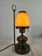 Vintage Tafellamp / scheepslamp met Glazen Kap, Antiek en Kunst, Ophalen of Verzenden