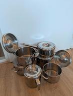 Set 6 Schulte-Ufer RVS pannen (koperen bodem, geen inductie), Ophalen, Gebruikt, Keramische plaat, Pannenset