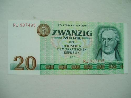 1167. DDR, 20 mark 1975 UNC von Goethe., Postzegels en Munten, Bankbiljetten | Europa | Niet-Eurobiljetten, Los biljet, Duitsland
