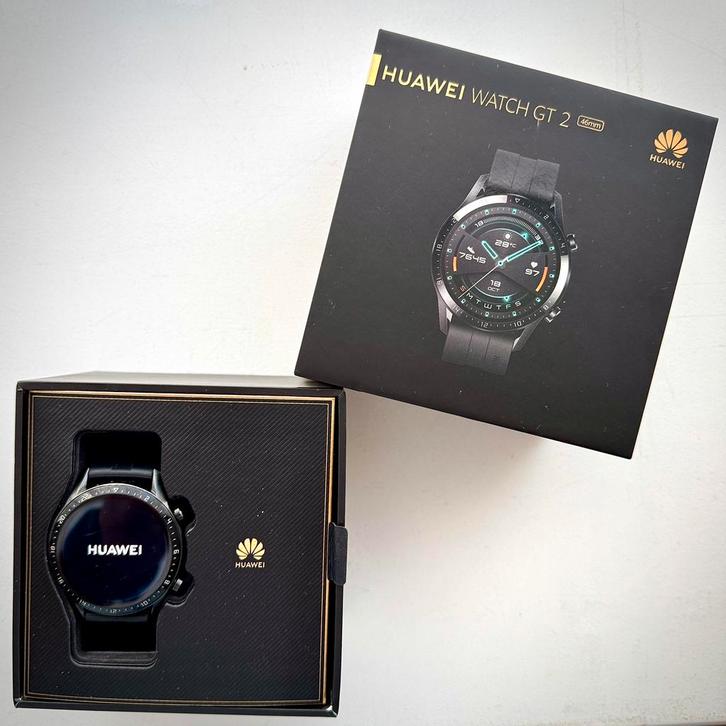 Smartwatch Huawei Watch GT 2, Sieraden, Tassen en Uiterlijk, Smartwatches, Zo goed als nieuw, Android, Zwart, Afstand, Calorieverbanding