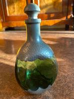 VINTAGE GROEN GLAZEN KNIJPFLES TIN, Ophalen of Verzenden