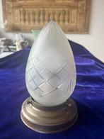 Art deco plafondlamp-mat glas met handgeslepen decor-, Ophalen of Verzenden, Gebruikt, Glas, Art deco