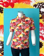 Vintage jaren 70 blouse geel/oranje/bruin maat 36, Verzenden, Oranje, Vintage, Maat 36 (S)