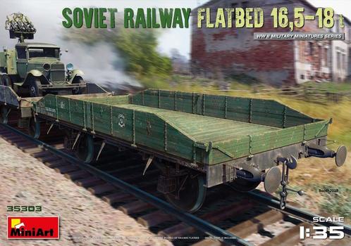 MiniArt 35303 Soviet Railway Flatbed 16.5-18t. - actie, Hobby en Vrije tijd, Modelbouw | Auto's en Voertuigen, Nieuw, Overige typen