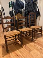 Stoelen, hout met gevlochten zitting, Huis en Inrichting, Stoelen, Ophalen, Gebruikt, Hout, Drie