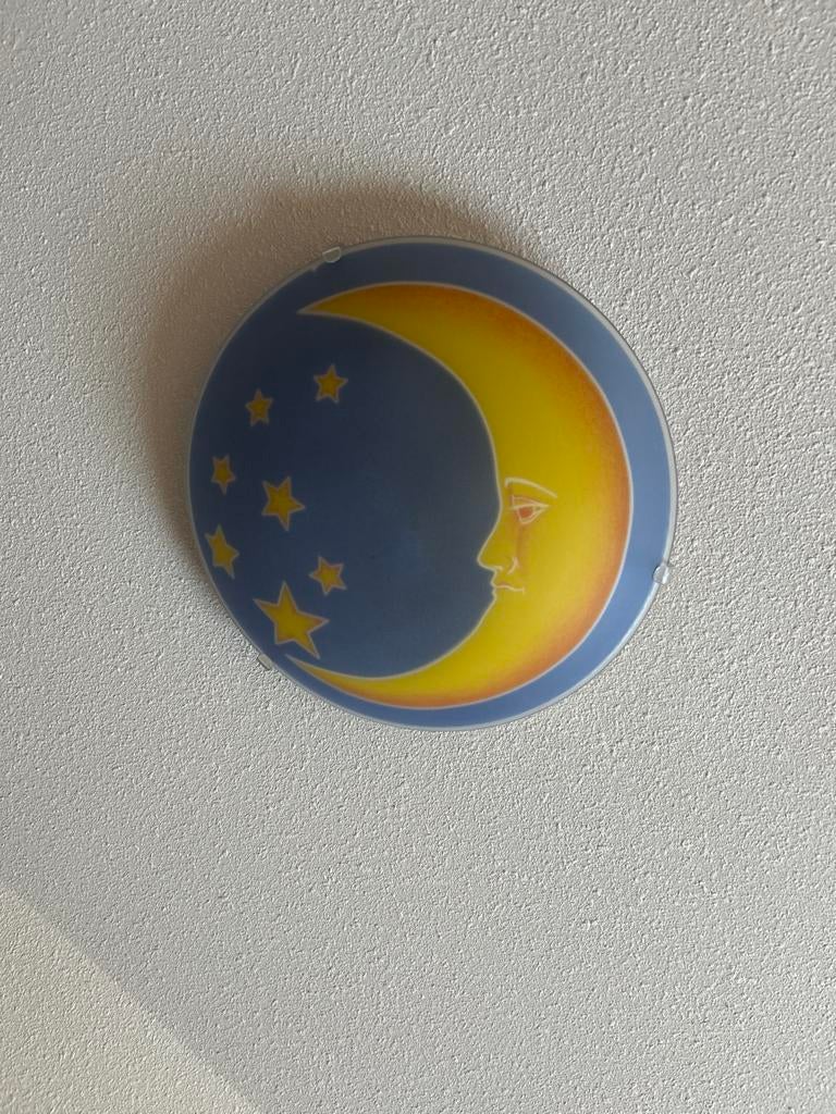 Plafondlamp maan & sterren + verduisterend rolgordijn, Ophalen, Zo goed als nieuw, Kunststof