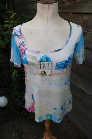 T-shirt blauw/ roze Etoile du Monde mt 5 (L) Vaste prijs, Kleding | Dames, T-shirts, Zo goed als nieuw, Maat 38/40 (M), Blauw