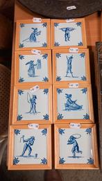Vintage Tegeltjes in Houten Lijstjes - Set van 8, Antiek en Kunst, Antiek | Wandborden en Tegels, Ophalen of Verzenden