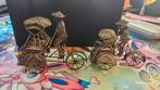 2x Riksja miniatuur beeldjes, fiets indonesisch, zilver., Antiek en Kunst, Ophalen of Verzenden