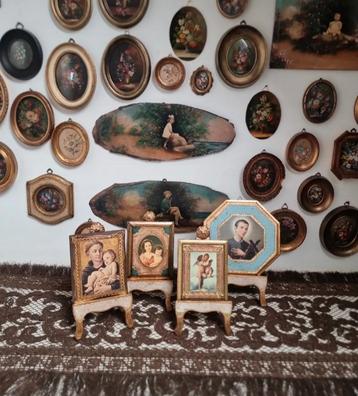 4 houten florentijnse paneeltje lijstje schilderijtje beschikbaar voor biedingen