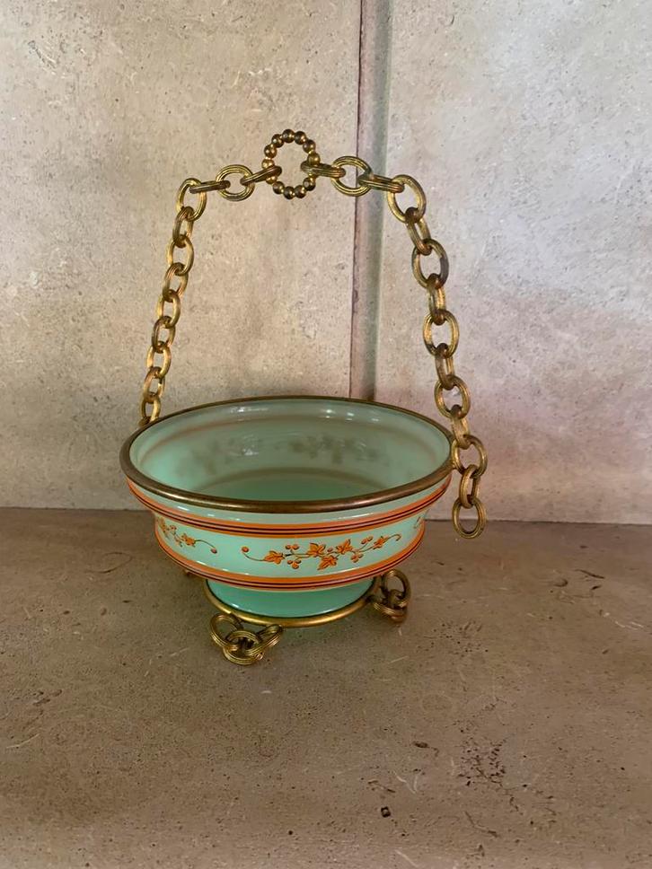 Antiek opaline schaaltje met hengsel, Antiek en Kunst, Antiek | Glas en Kristal, Ophalen