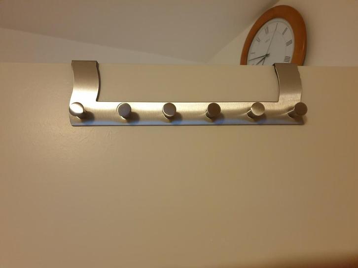 3 rvs deurhaak kapstokken, Huis en Inrichting, Woonaccessoires | Kapstokken, Gebruikt, Wandkapstok, Minder dan 100 cm, Metaal