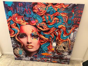 Zgan. Grote canvas schilderij. 1bij1 meter. beschikbaar voor biedingen