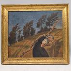 Olieverfschilderij “Boerin in de wind” – gesigneerd Weirl., Ophalen of Verzenden