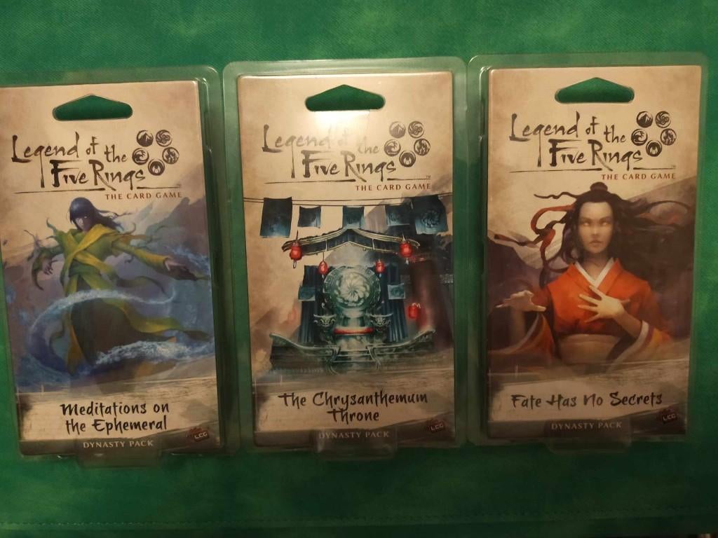 3 Legend of the five rings Dynasty Packs, SEALED, Card game, Een of twee spelers, Verzenden, Nieuw, Fantasy Flight Games